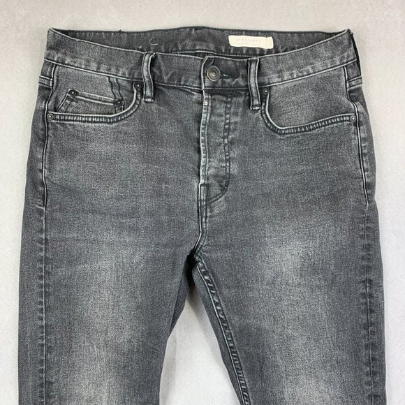 AllSaints Mens Pants 30 Gray Denim Jeans Cigarette Skinny Button Fly Rock 30x26 - Picture 2 of 11
